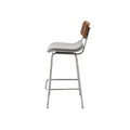 Taburete moderno de bar con estructura metálica y asiento tapizado en gris