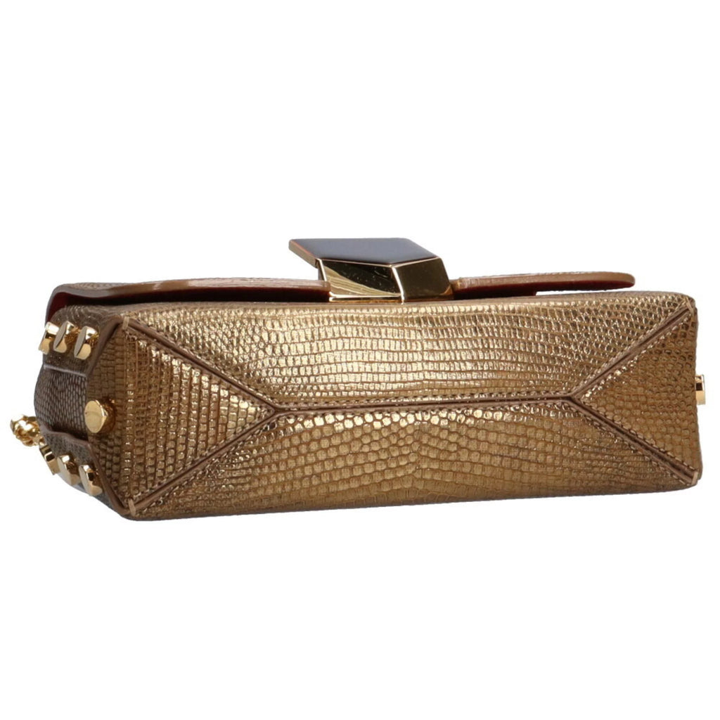 Used Jimmy Choo Chain Shoulder Bag Leather Gold Female (Fair)