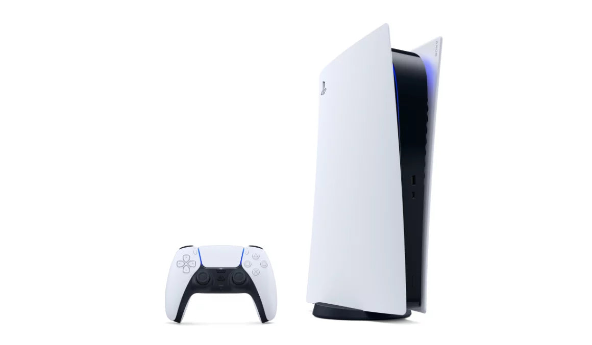 PlayStation 5 Digital PS5 - White Console with Wireless Controller - All Digital Version, 825GB SSD - With PS Plus 3 Month Membership