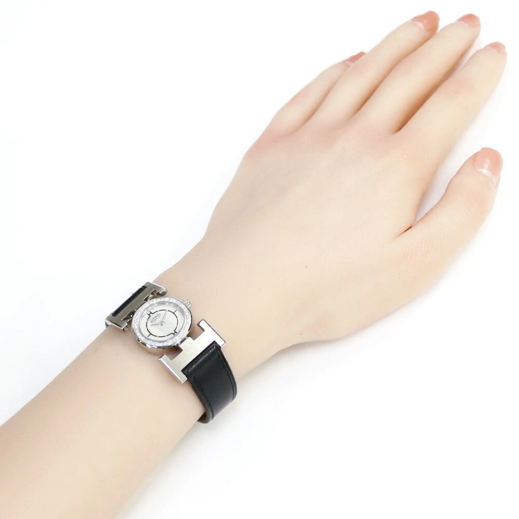Previously Owned Hermes Paprika Watch Rust-resistant Alloy PA1.230 Quartz Ladies HERMES Diamond Bezel (Good)