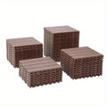 44 PCS Plastic Interlocking Deck Tiles-11.8"x11.8"Waterproof Outdoor Floor All Weather Use,Patio Floor Decking Tiles for Porch Poolside Balcony Backyard,Stripe Texture,Brown