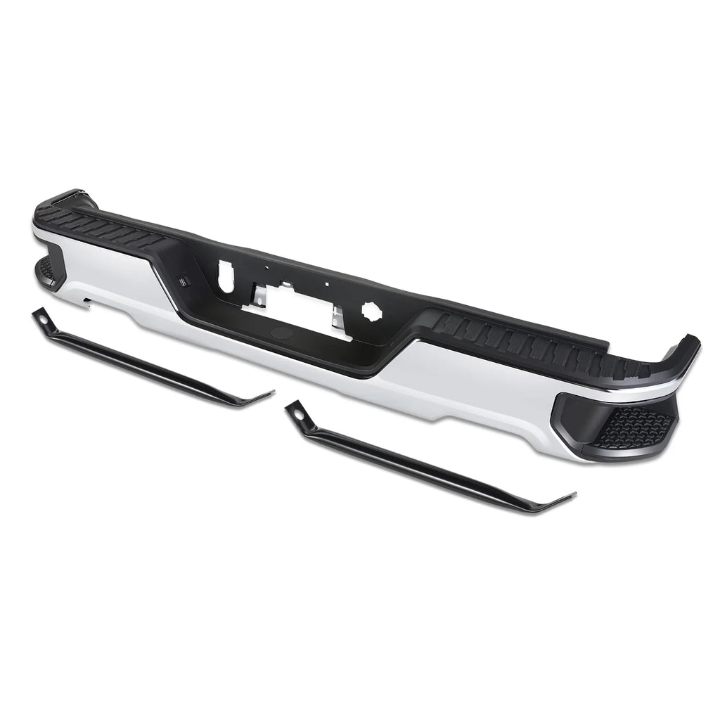 DNA Motoring STEPBUM-10067 For 2019-2023 Silverado Sierra Chrome Rear Step Bumper With Dual Exhaust Cutouts