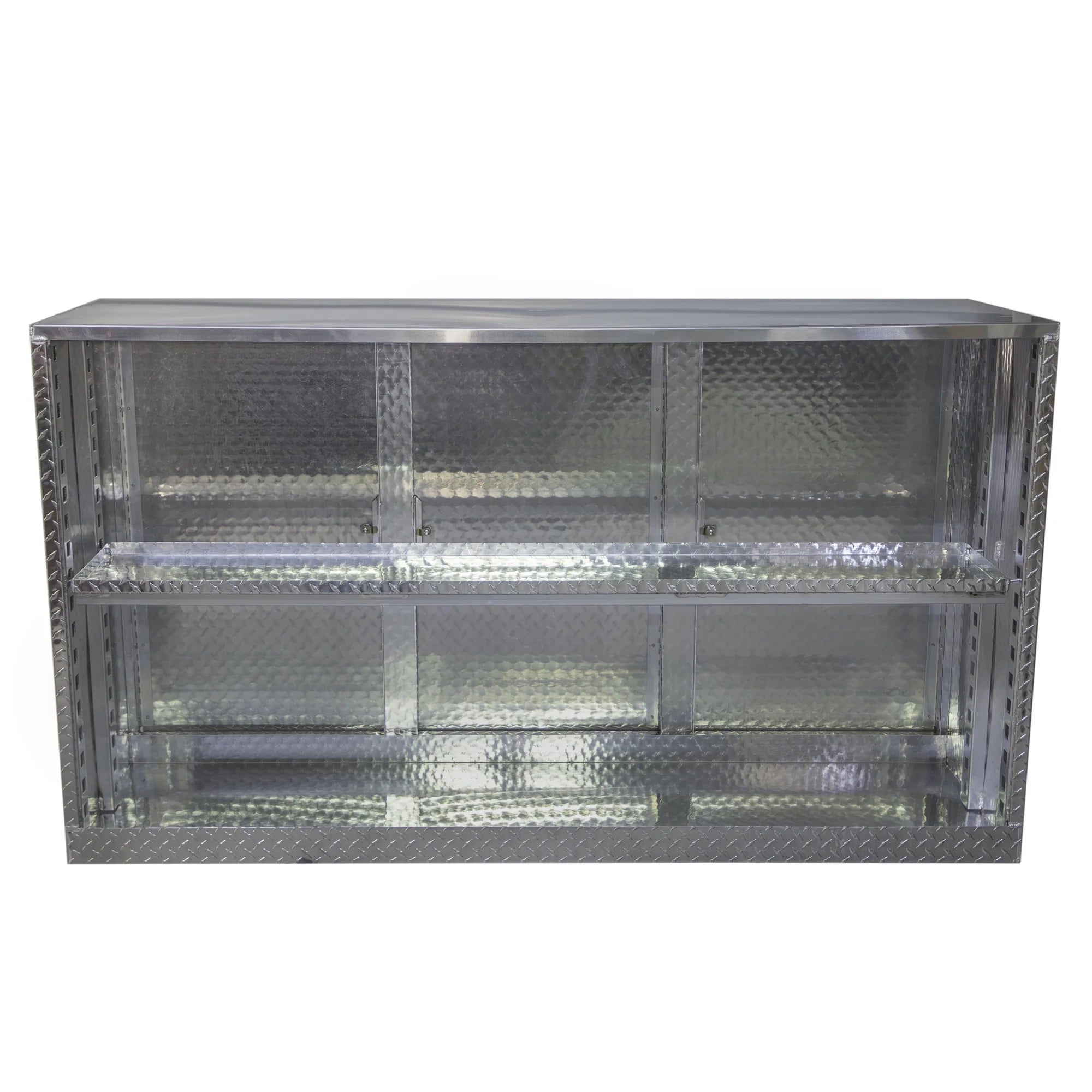 Extreme Max 5001.6418 Diamond Plated Aluminum Base Cabinet for Garage, Shop, Enclosed Trailer - 72", Silver