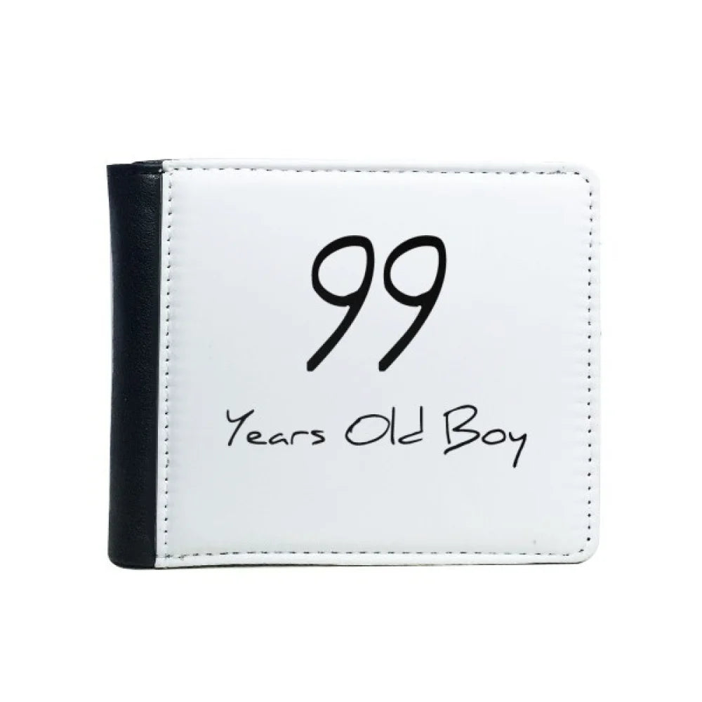99 years old Boy Age Longevity Flip Bifold Faux Leather Wallet  Multi-Function Card Purse