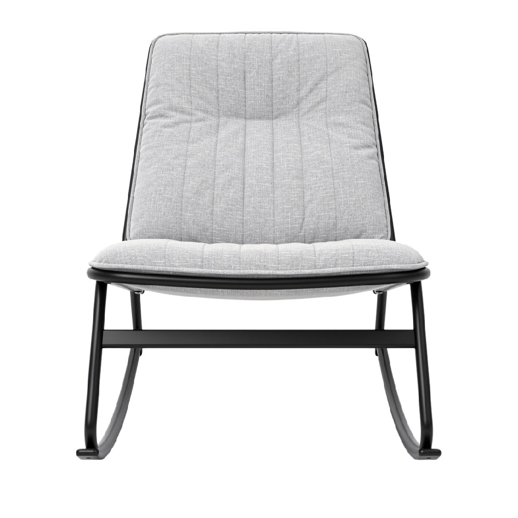 Silla de Cuna Moderna con Estructura de Metal y Tapizado en Tela Gris