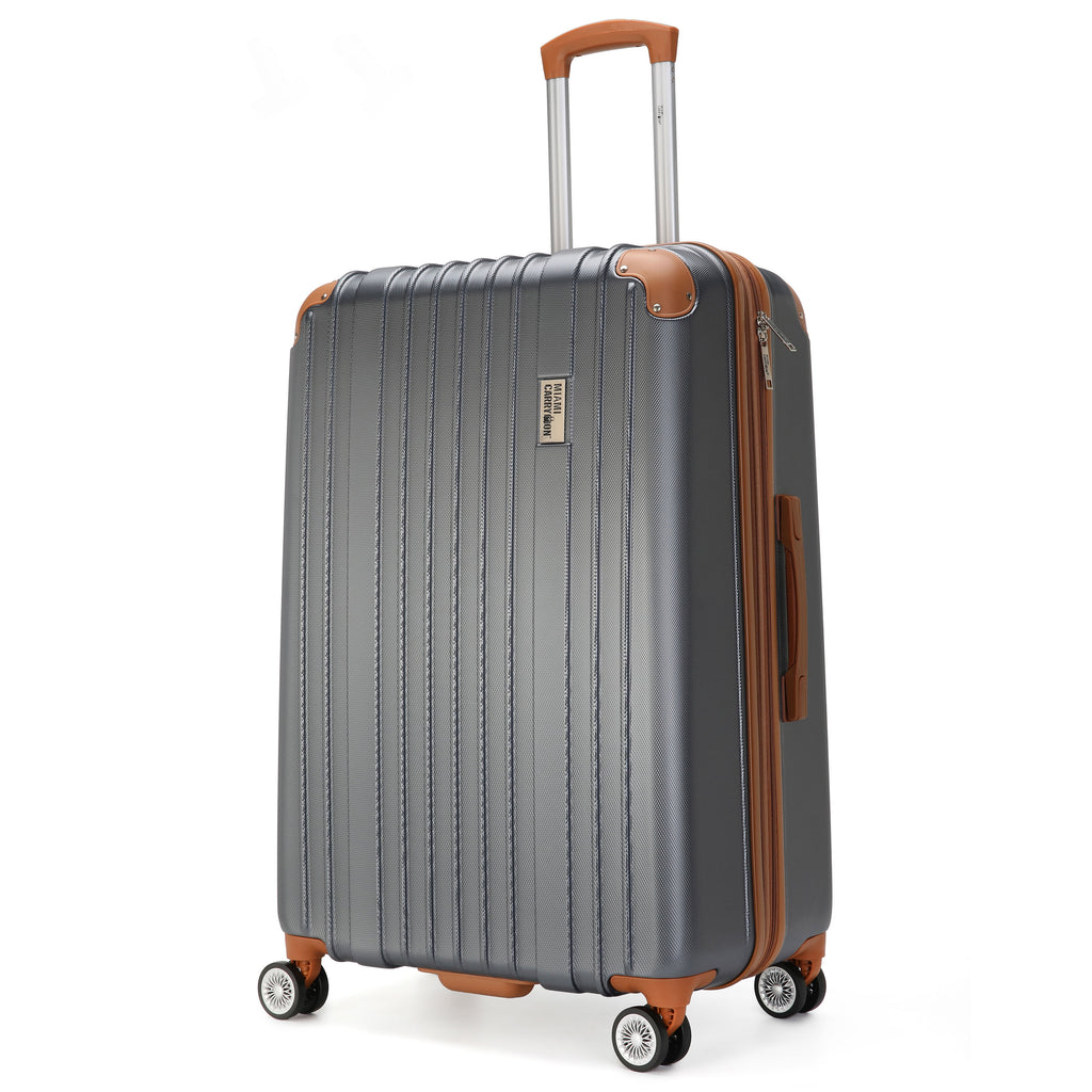 Miami CarryOn Collins 3 Piece Expandable Retro Spinner Luggage Set (Grey)