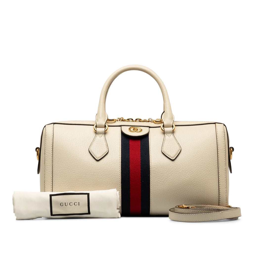 Secondhand Authenticated Gucci Ophidia Satchel Calf Leather White Unisex (Good)