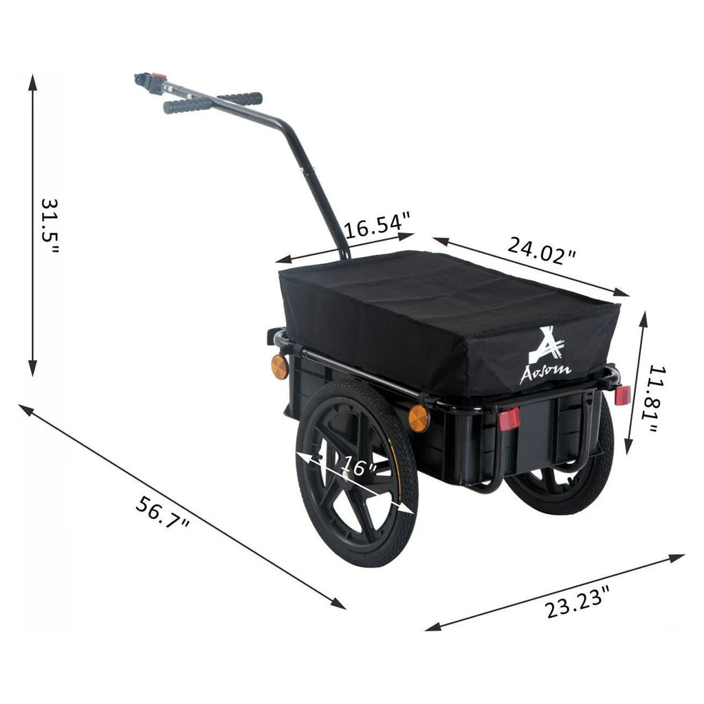 Aosom Double Wheel Internal Frame Enclosed Bicycle Cargo Trailer - Black