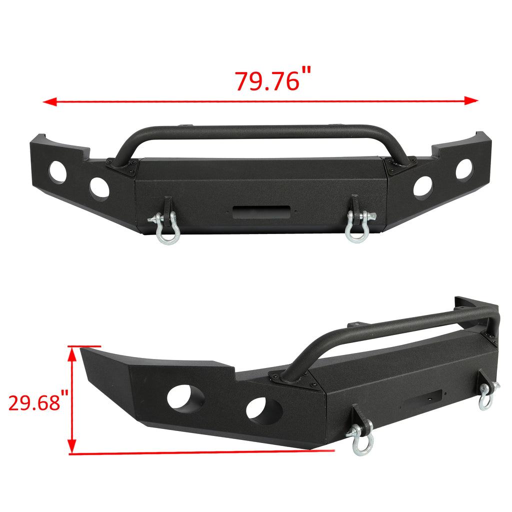 HECASA Front Bumper W/ D-Rings for 2007-2013 Chevy Silverado 1500 Push Bar 3-Piece Modular 2008 2009 2010 2011 2012 2013