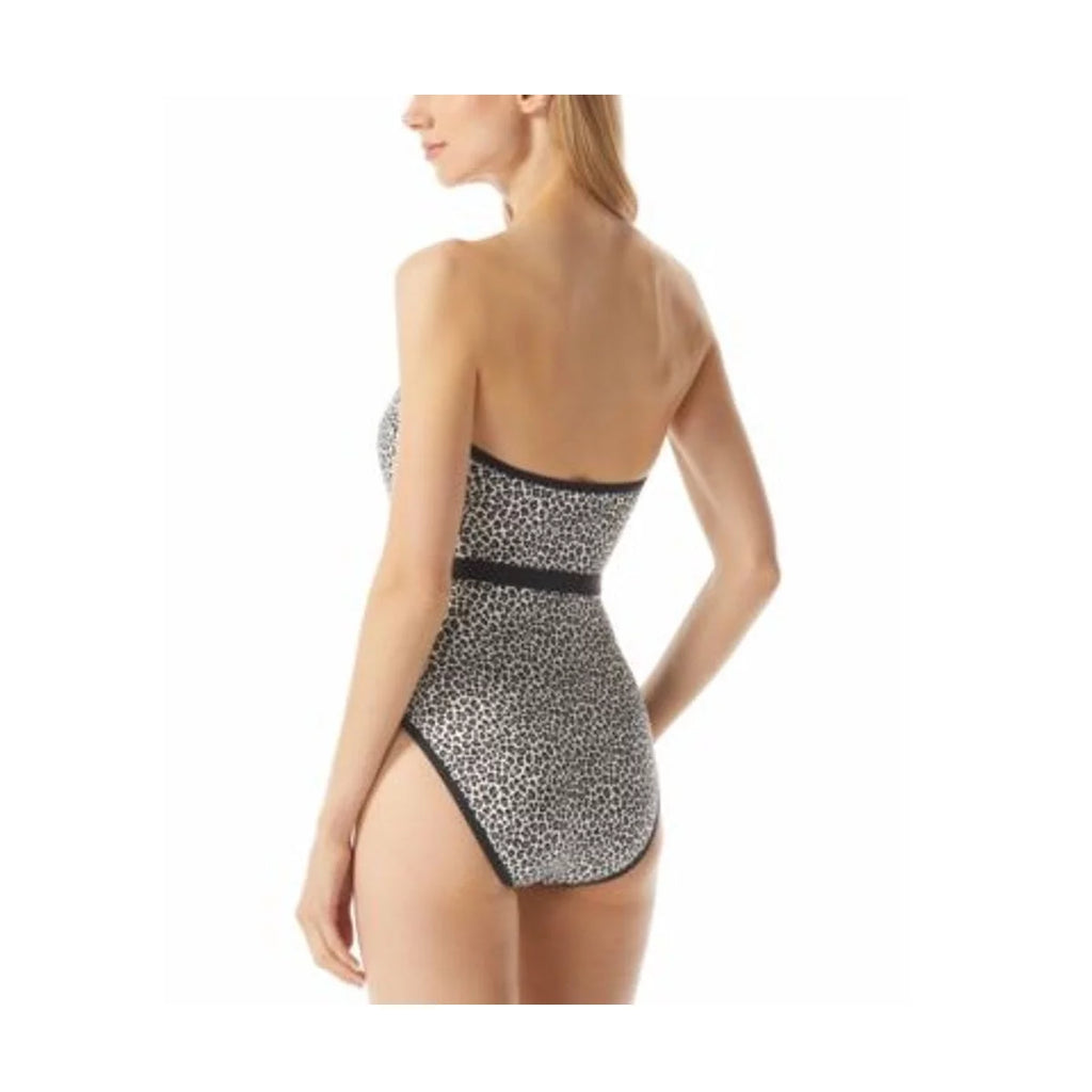 Michael Kors For Her Logo-Belt Printed Bandeau One-Piece Swimsuit  Black Size 10