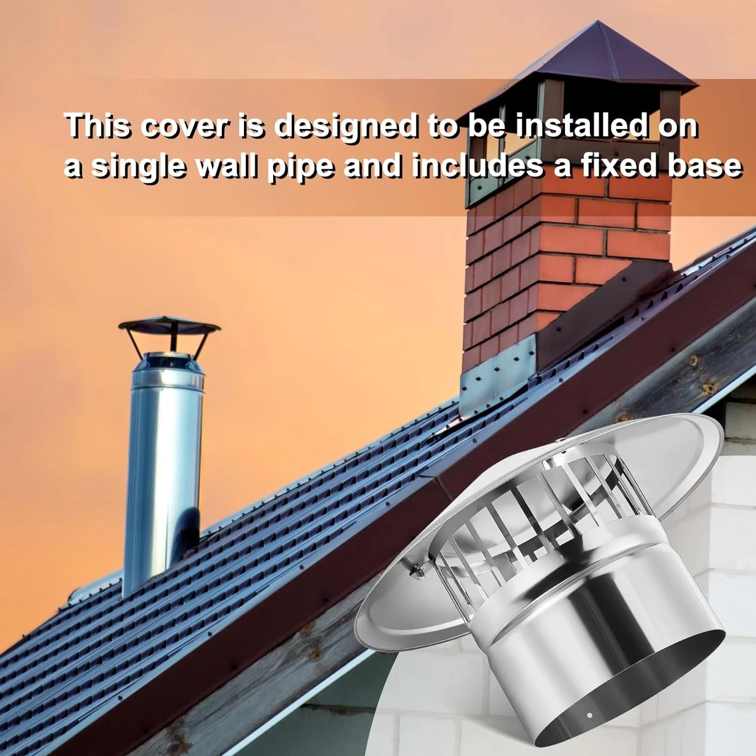 6 Inch Cone Top Chimney Cap Corrosion-free Metal Cone Cap with Screen Chimney Cover Outside Roof Silver Fireplace Screen Cover Exterior Stove Pipe Topper for Vent Flue Family Kitchen Cooking