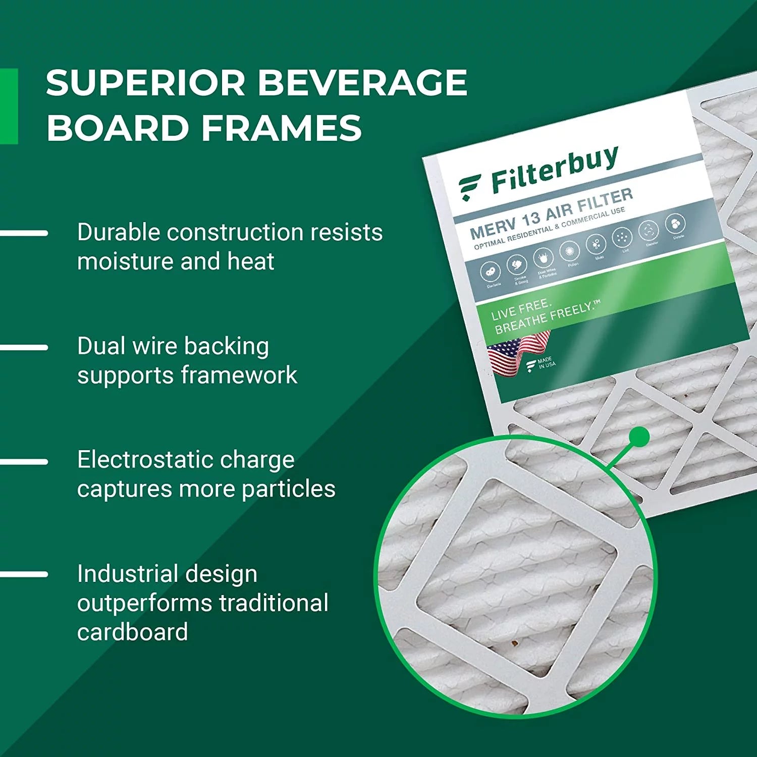 Filterbuy 16x25x4 MERV 13 Pleated HVAC AC Furnace Air Filters (6-Pack)