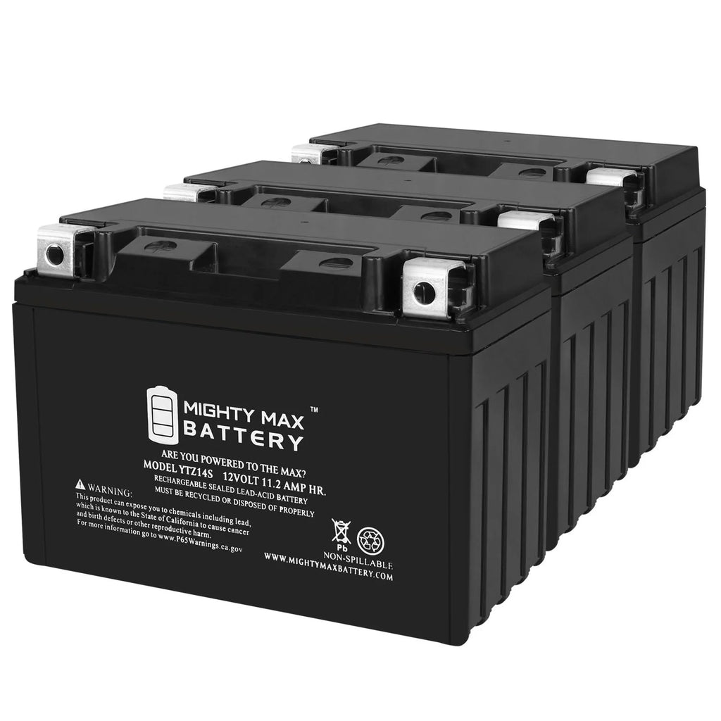 YTZ14S 12V 11.2AH Replacement Battery compatible with Protek YTZ14S - 3 Pack