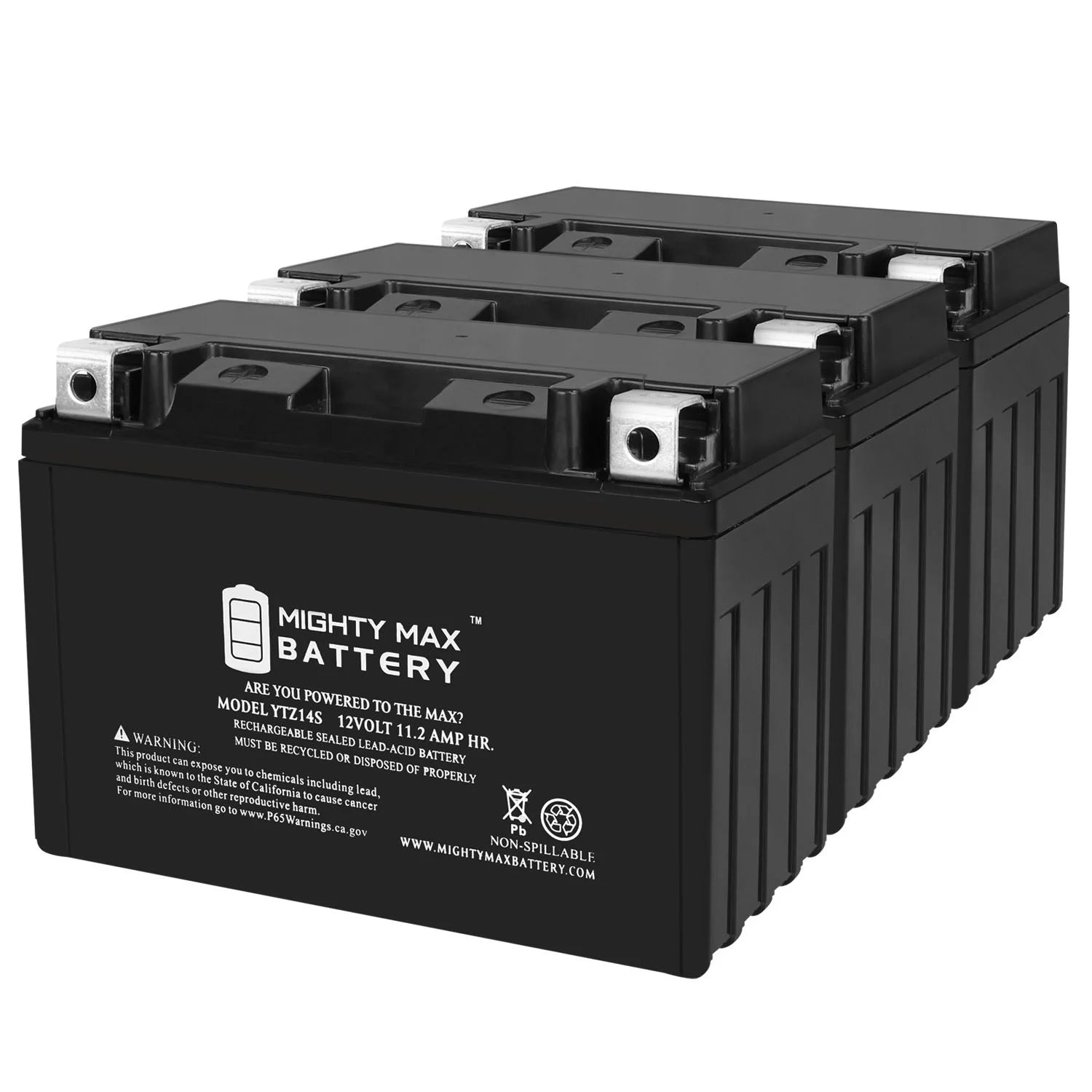 YTZ14S 12V 11.2AH Replacement Battery compatible with Protek YTZ14S - 3 Pack