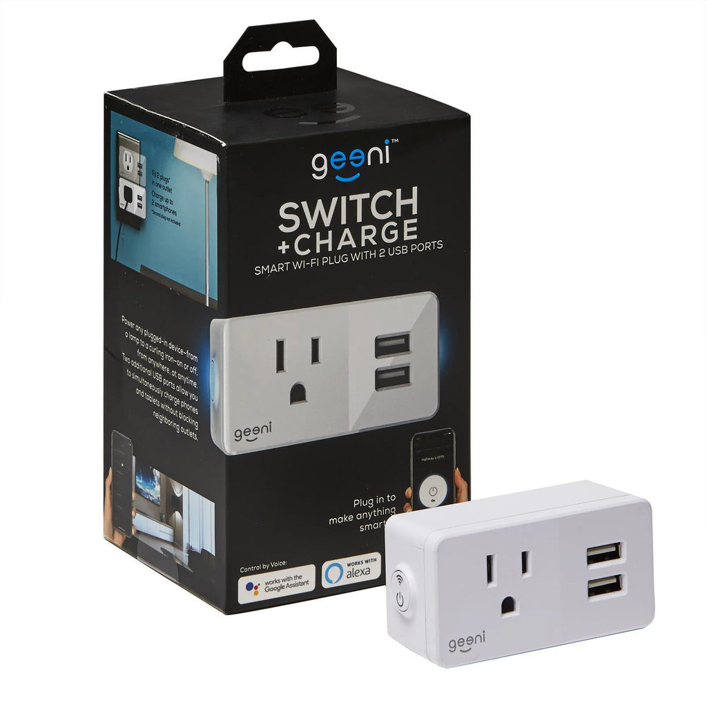 Geeni Switch and Charge Smart Wi-Fi Plug with 2-USB Ports