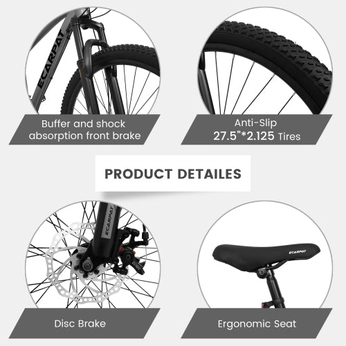 27 inch Mountain Bike 21 Speeds, Suspension Fork, Aluminum Frame Disc-Brake for Men Women Mens MTB Bicycle Adlut Bike