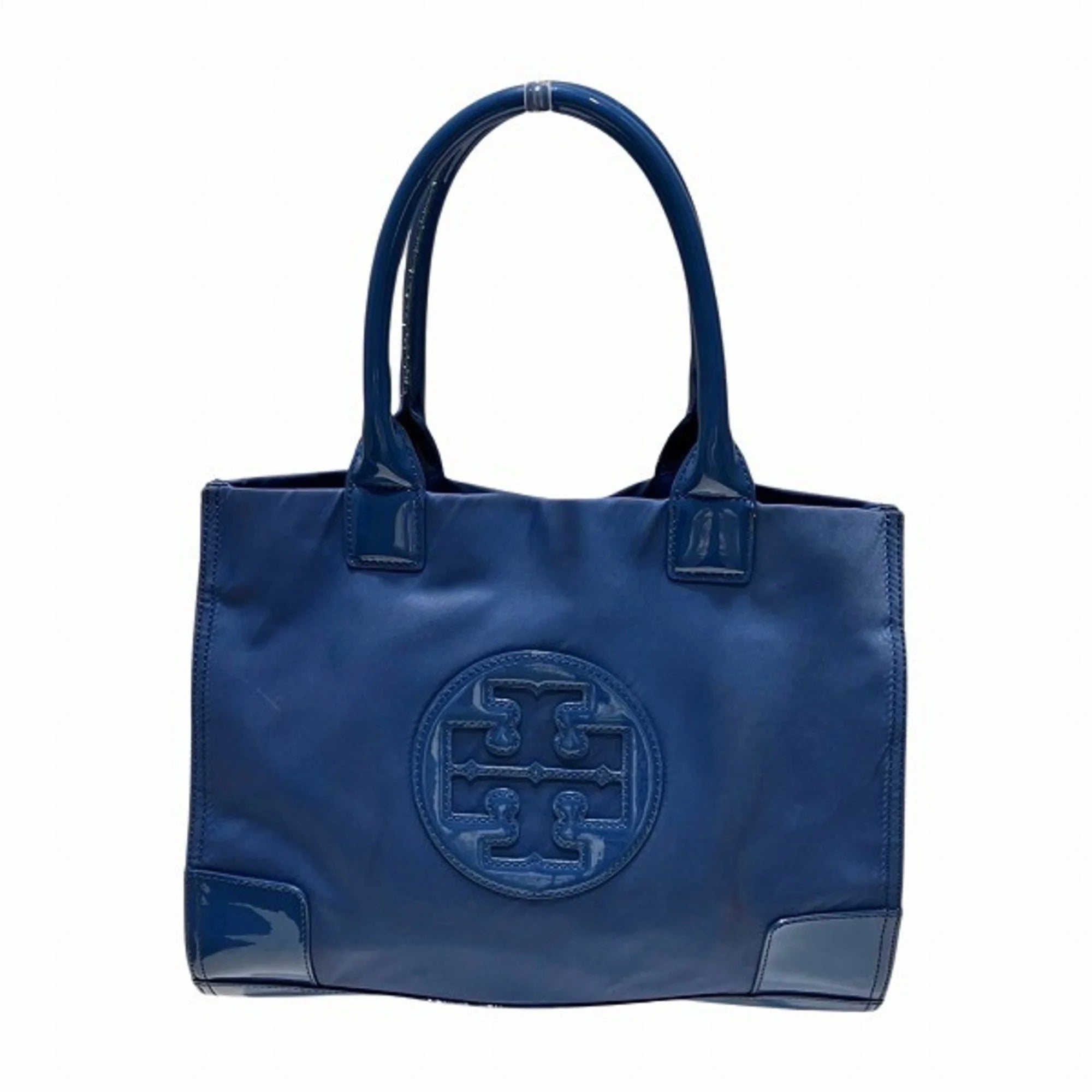 Secondhand Tory Burch Nylon Canvas x Patent Leather Navy Bag Tote Female (Good)
