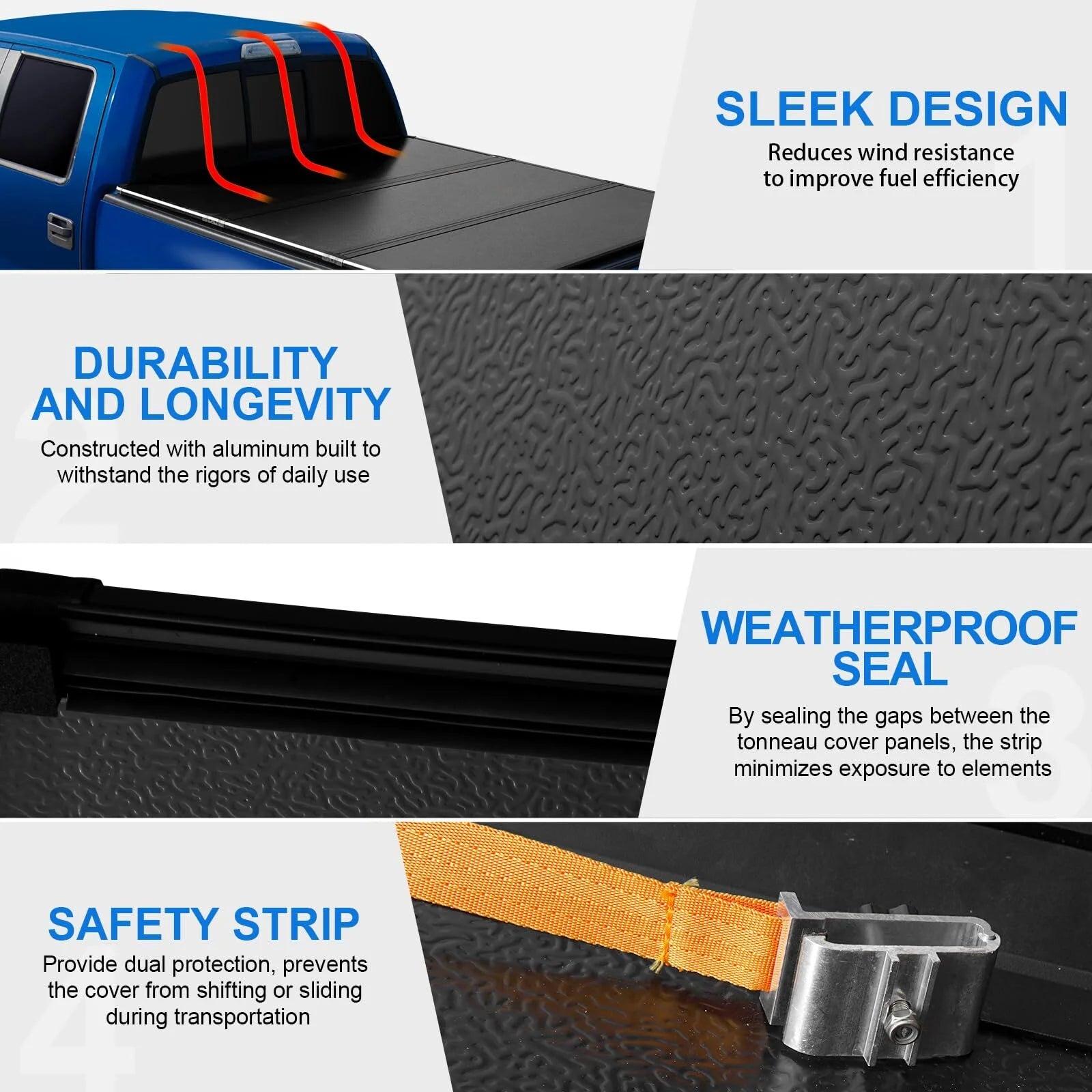 6.4Ft Hard Tri-Fold Truck Bed Tonneau Cover Compatible with 2002-2023 Dodge Ram 1500, 2003-2023 Dodge Ram 2500HD/3500HD