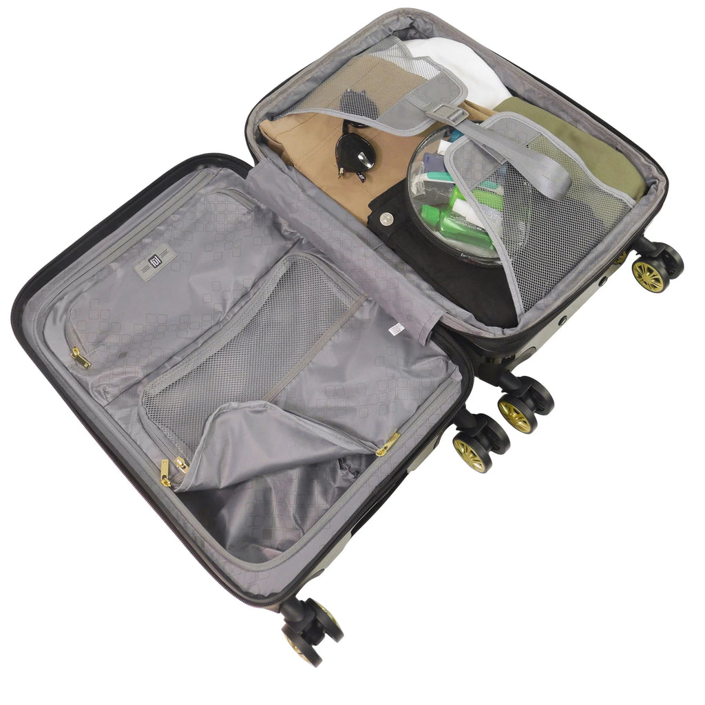 Grove 22 Inch Rolling Luggage, Hardshell Carry On Suitcase with Spinner Wheels, Black