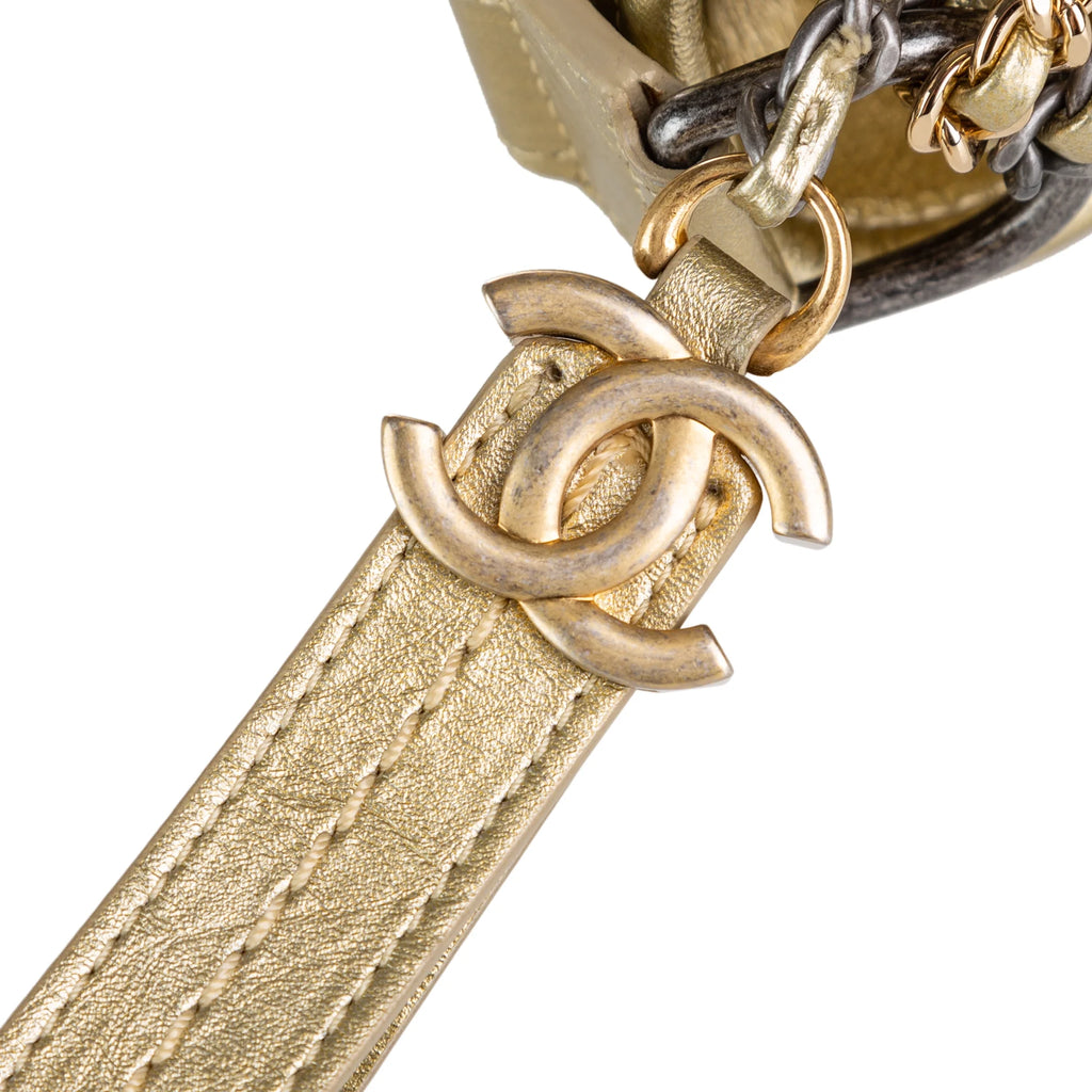 Used Authenticated Chanel Medium Gabrielle Hobo Lambskin Leather Gold Shoulder Bag Unisex (Good)