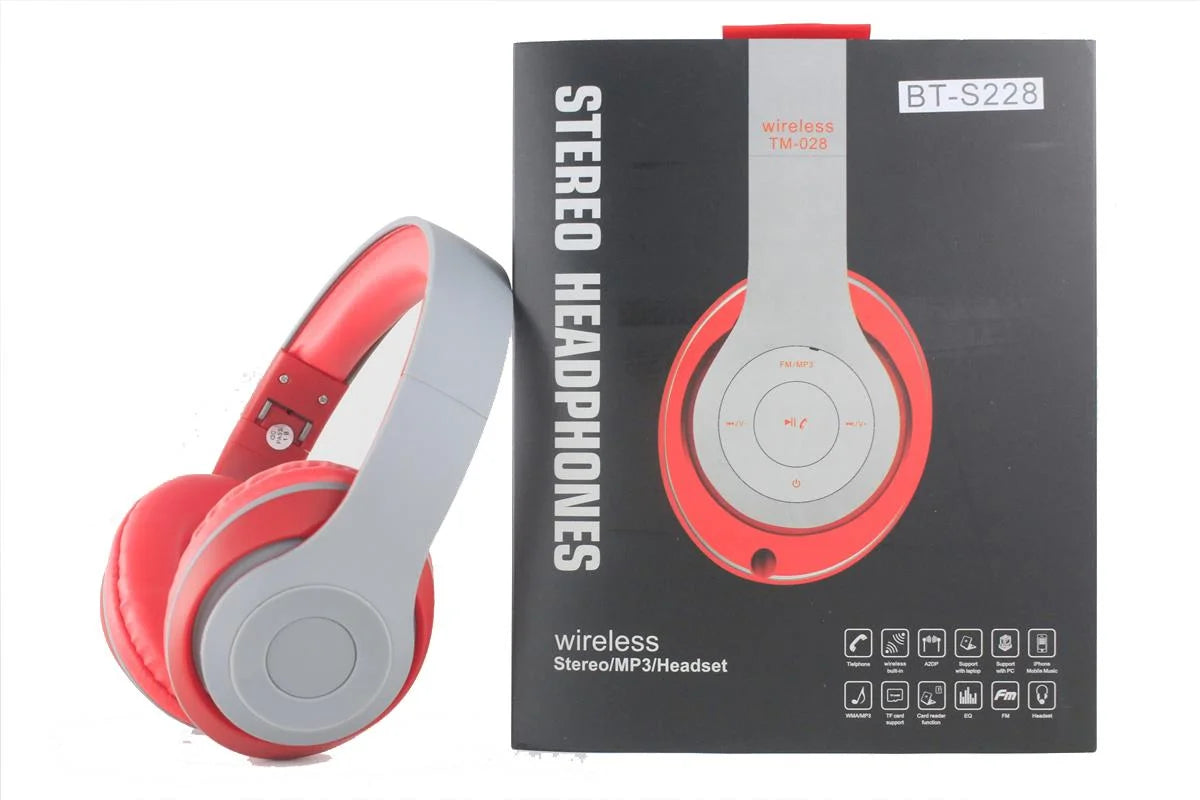 Over-the-Head Stereo Wireless Headsets for Samsung Galaxy A70, A50, A40, A30, A10, BLU C5L, CAT S48c, B35 (Red)