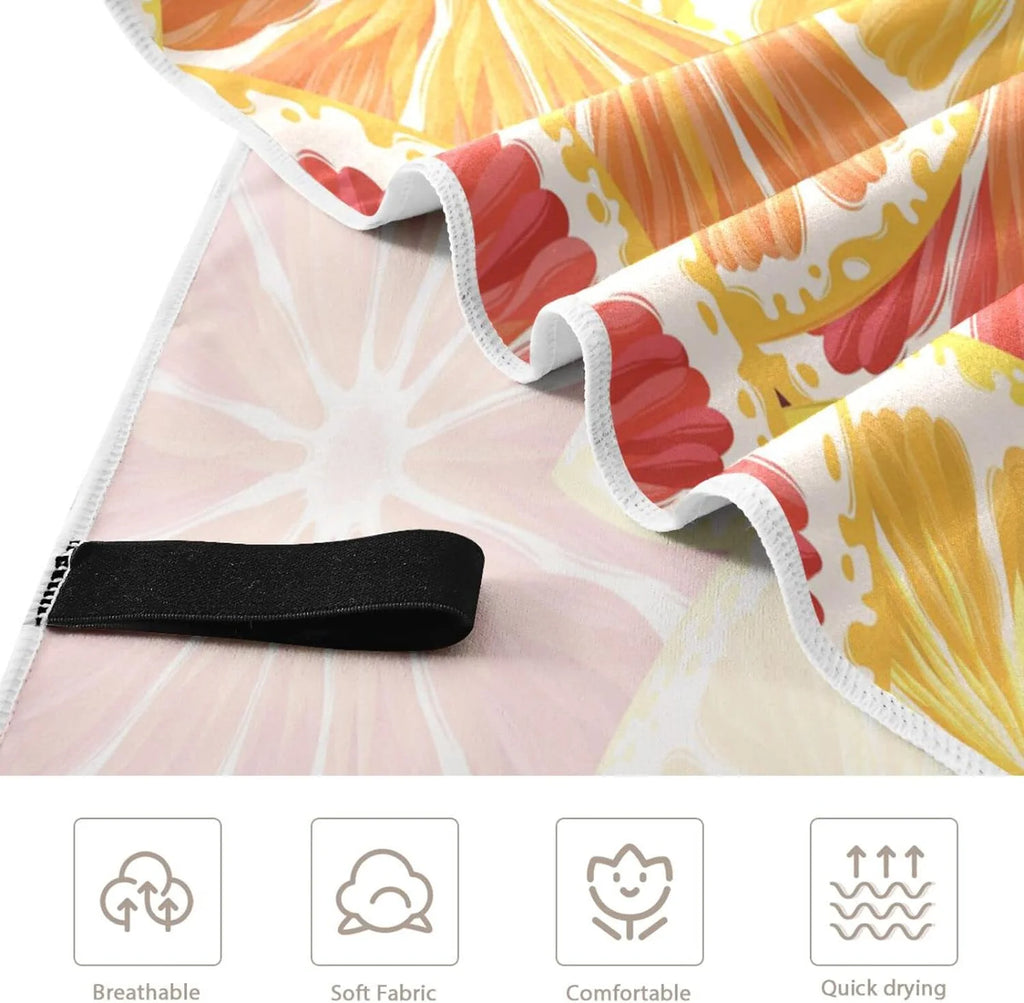 Bestwell Lemon Grapefruit Beach Towel - Super Absorbent Oversized Travel Towels - Lightweight Compact Quick Dry Towel for Swimming Camping Holiday （402）