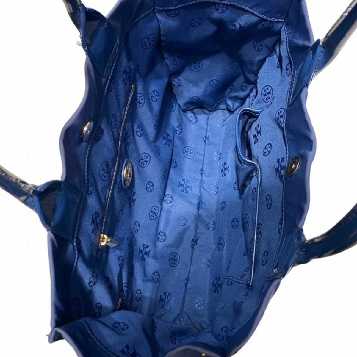 Secondhand Tory Burch Nylon Canvas x Patent Leather Navy Bag Tote Female (Good)