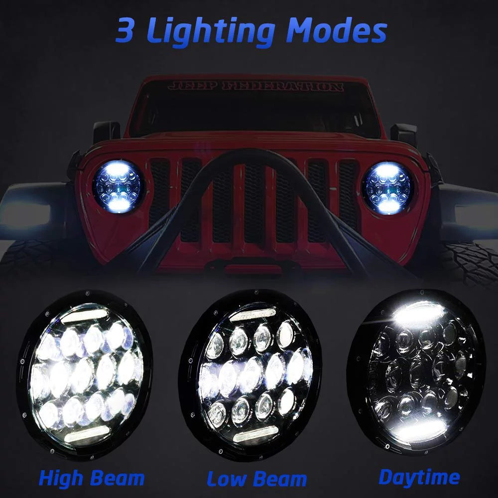 7 Inch LED Halo Headlights for Jeep Wrangler JK TJ LJ CAR TRUCK Hi/Lo Beam with DRL Angel Eyes 2PCS H6014 H6015 H6017 H6024