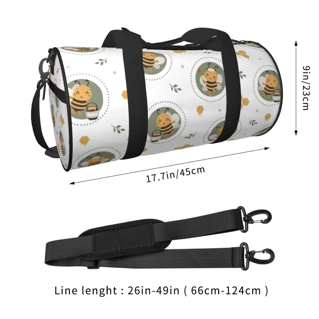 XMXT Unisex Large Sports Tote Gym Bag for Women, Cute Bee Honey Print Weekenders Bags Travel Bag