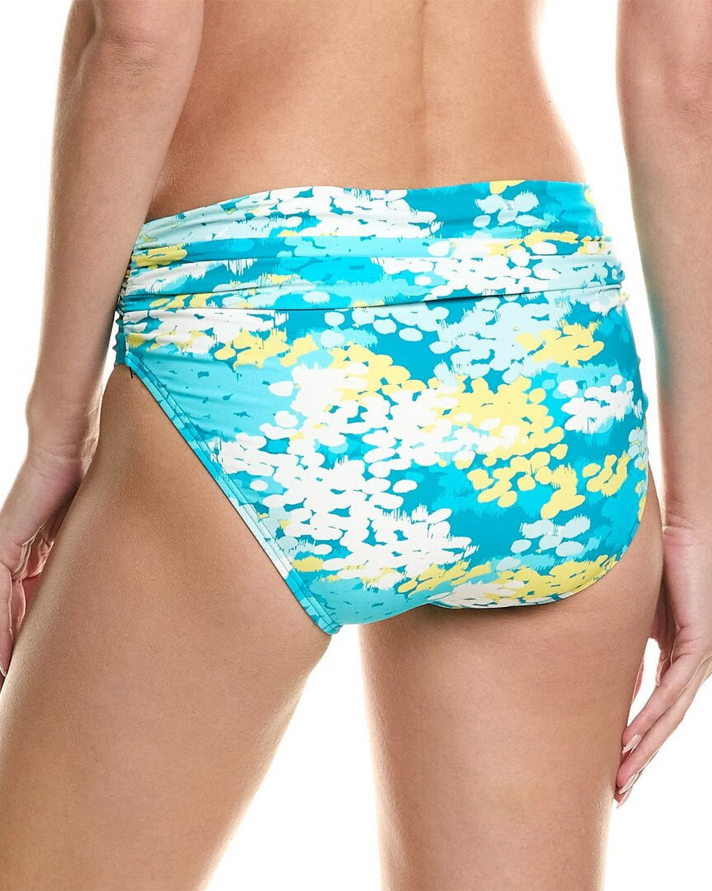 Carmen Marc Valvo womens  Shirred Waist Bikini Bottom, S, Blue