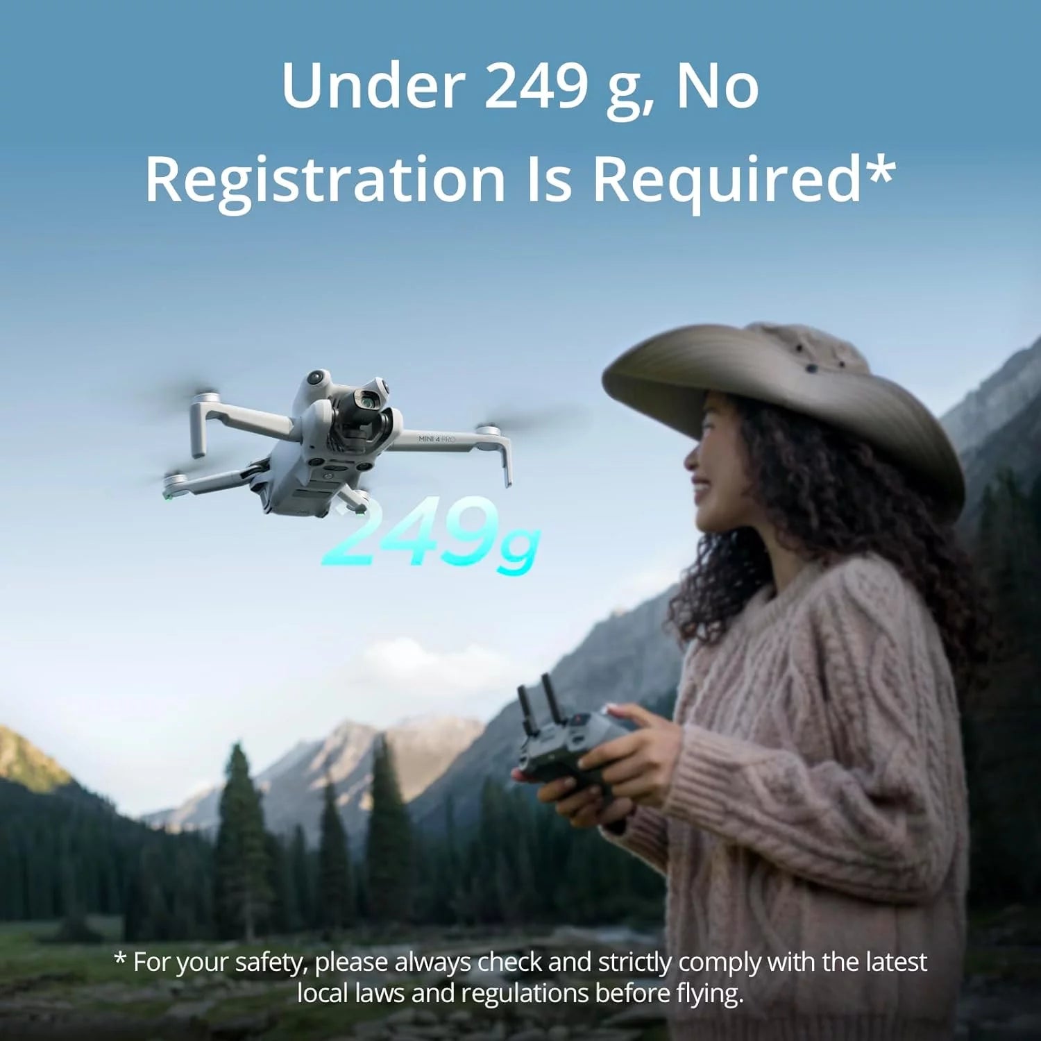 DJI Mini 4 Pro Folding Drone with RC 2 Remote (With Screen) Fly More Combo, 4K HDR Video, Under 249g, Omnidirectional Sensing, 3 Batteries Bundle with 3 Year CPS Extended Warranty & Accessories