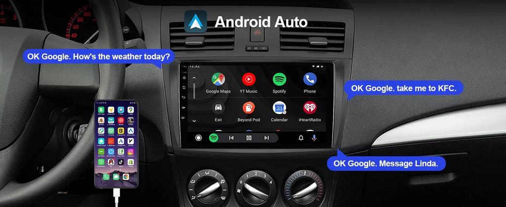 Android 10 Double Din Car stereo for Mazda 3 2010 2011 2012 2013 with 9 Inch TouchScreen Radio Built-in Wireless Carplay/Android Auto/GPS/Bluetooth/FM/AUX-in/Steering Wheel Control Backup Camera 2+32G