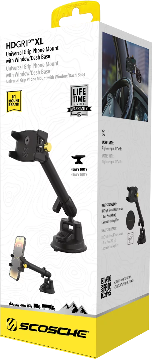 Scosche BMG1WDLHD-VA1 HDGrip XL Heavy Duty Suction Cup Window/Dash Phone Mount Black