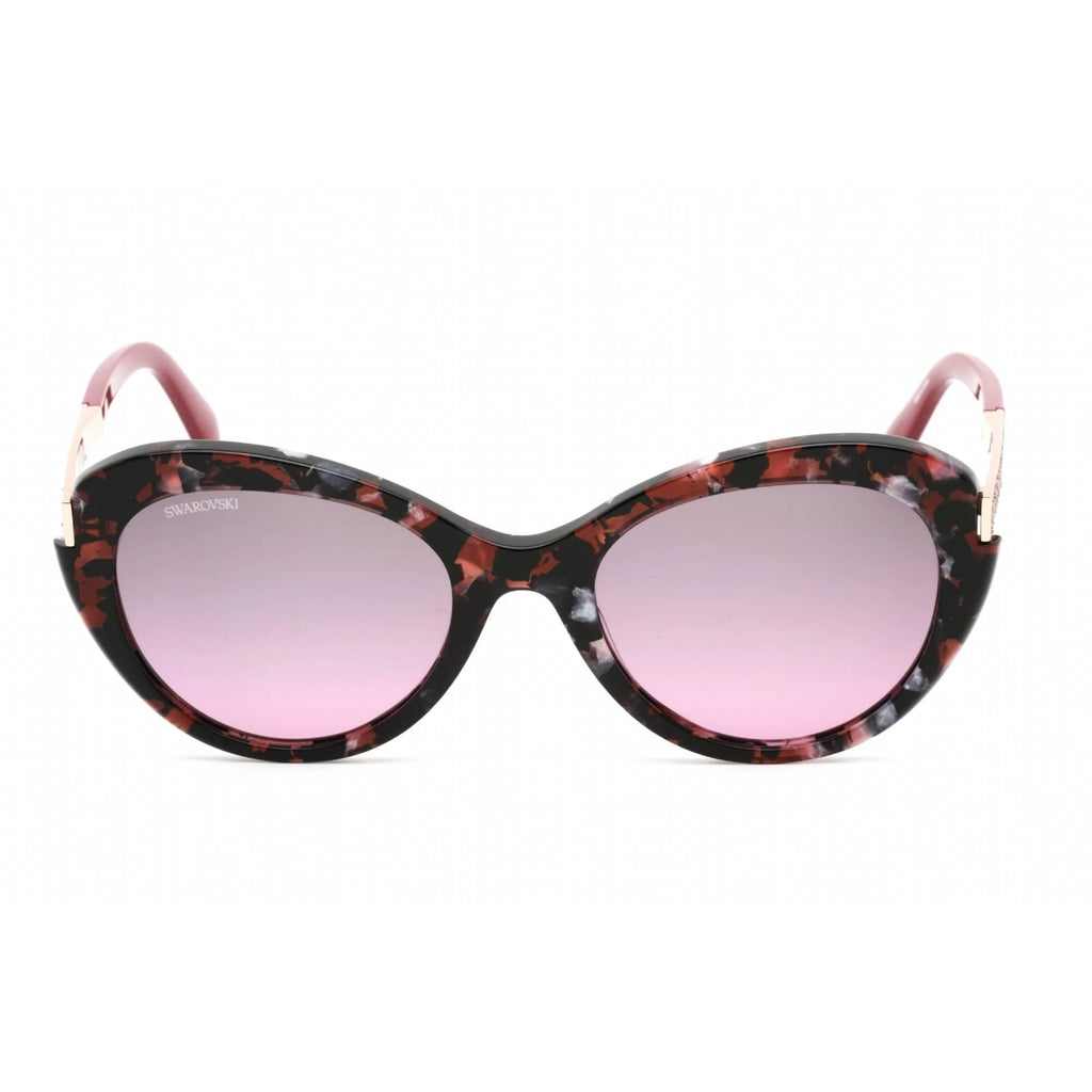 Swarovski SK0327 55T Female Colored Havana Butterfly Sunglasses