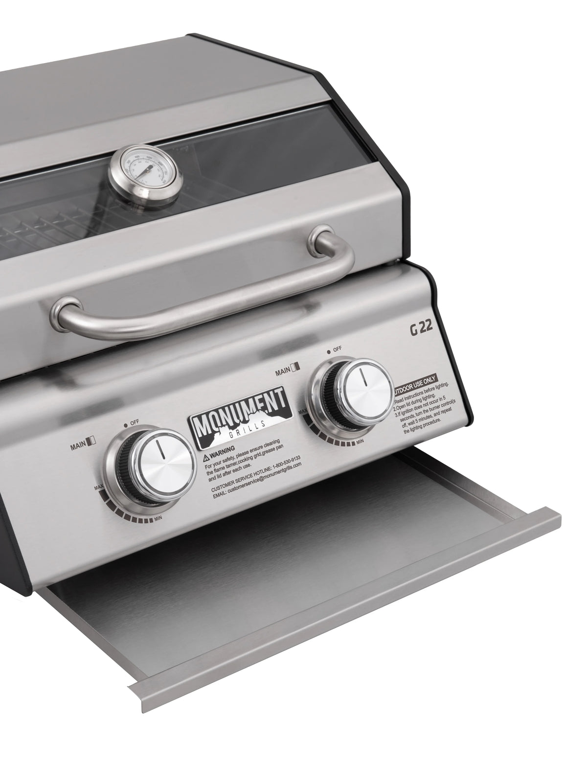 Monument Grills Portable 2-Burner Tabletop Propane Gas Grill in Corrosion-free Alloy with Locking Clearview Lid