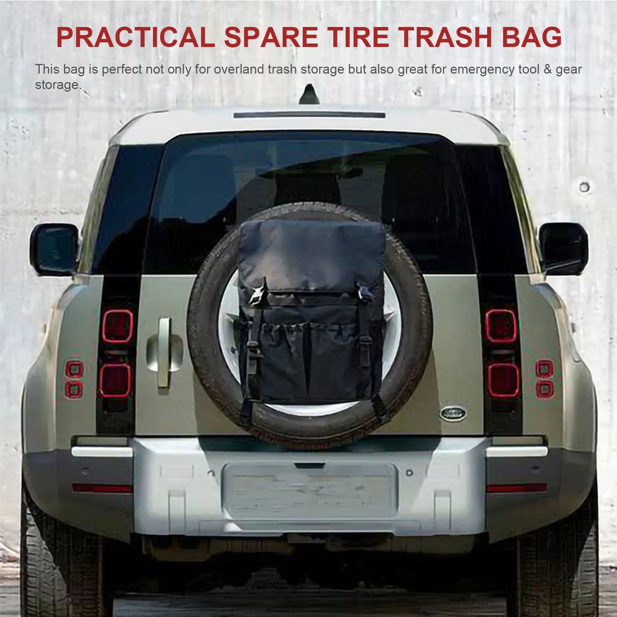 Multi-Pocket Spare Tire Trash Bag - Car Backpack Cargo Storage and Gear Organizer for Camping and Off-Road Travel