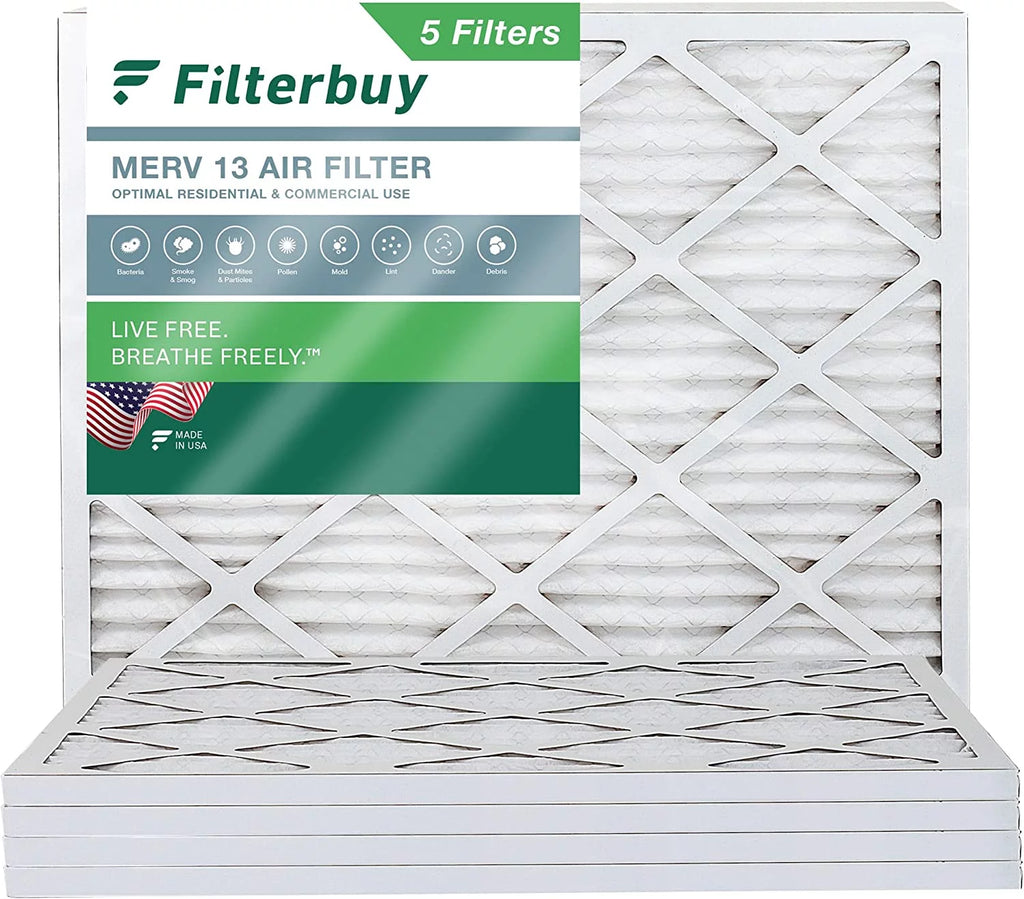 Filterbuy 18x24x1 MERV 13 Pleated HVAC AC Furnace Air Filters (5-Pack)