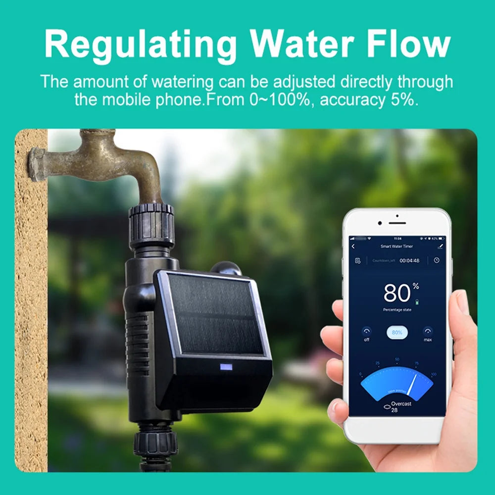 moobody WiFi Sprinkler Timer Solar Powered Smart Water Timer APP Voice Control Wireless Hose Faucet Timer Garden Lawn Yard