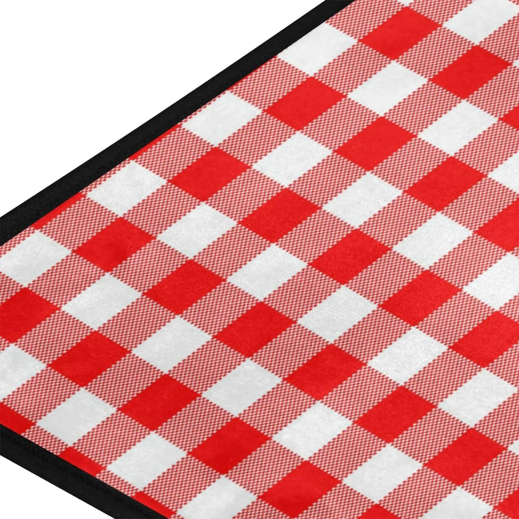 Bestwell Plaid Red and White Kitchen Rug Mat Anti-Fatigue Comfort Floor Mat Waterproof Non Slip Washable Kitchen Rug for Kitchen Washroom Bedroom Sink 39 x 20 inch