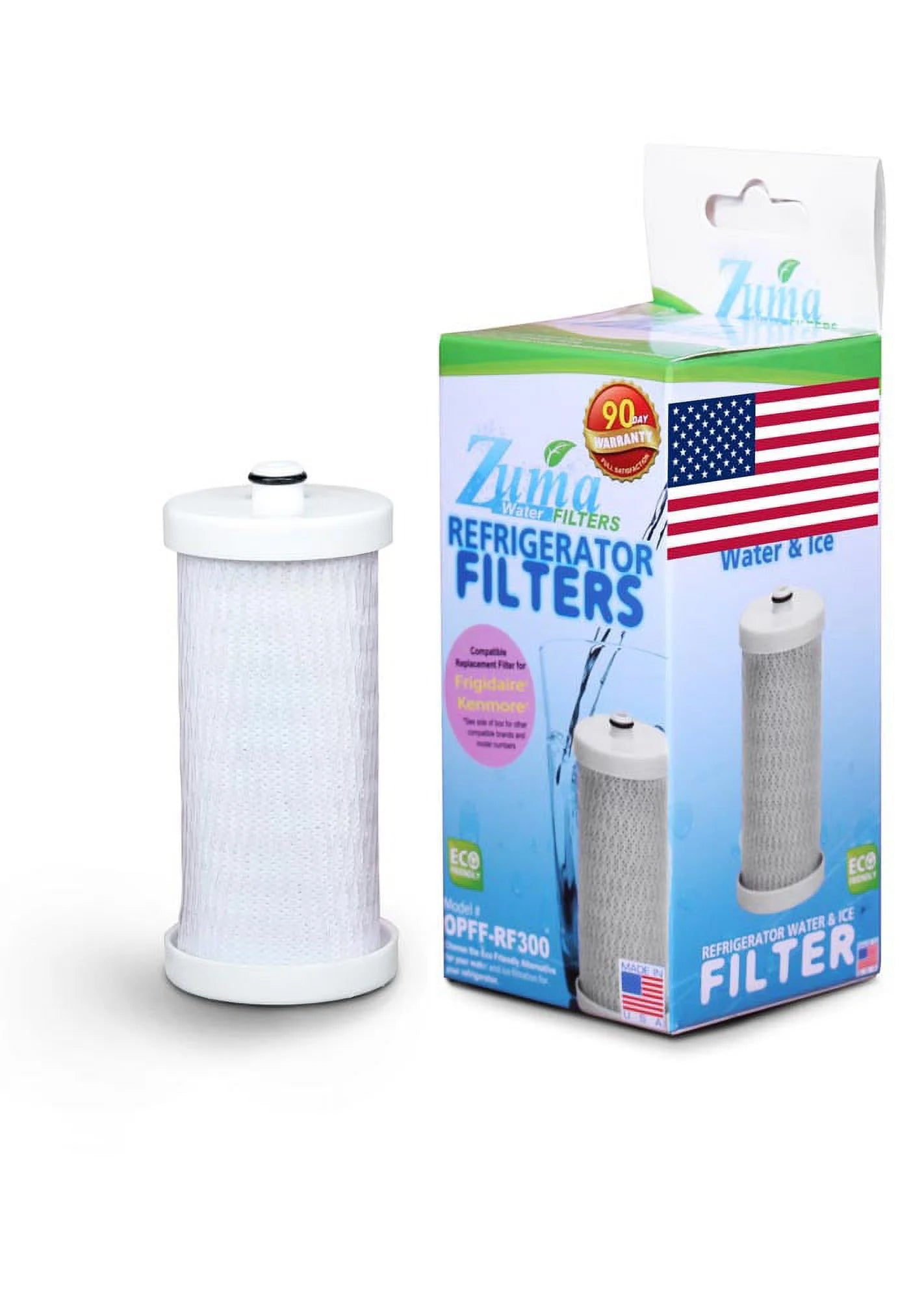 ZUMA Brand , Water and Ice Filter , Model # OPFF-RF300 , Compatible with Frigidaire® RF-100 - 994 - Made in U.S.A.