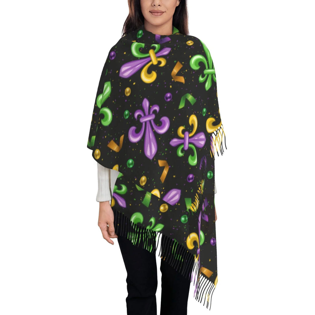 Bingfone Soft Cashmere Feel Scarf For Women Elegant Art Print Winter Warm Scarves Large Shawl Wrap Gifts- Mardi Gras Carnival4