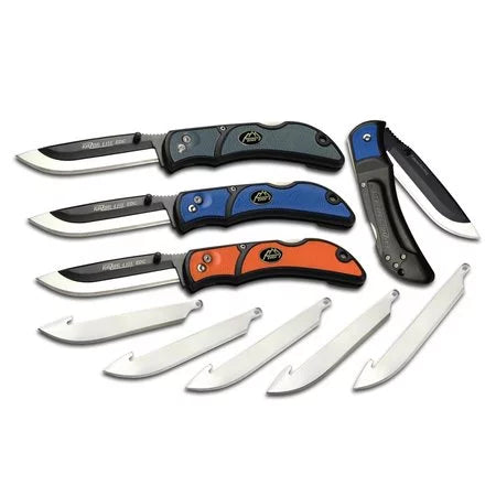 Outdoor Edge RLY50C Razor-Lite EDC 3.5" 420J2 Rust-resistant Alloy Drop Point Tanto Polymer Black, Gray Inserts