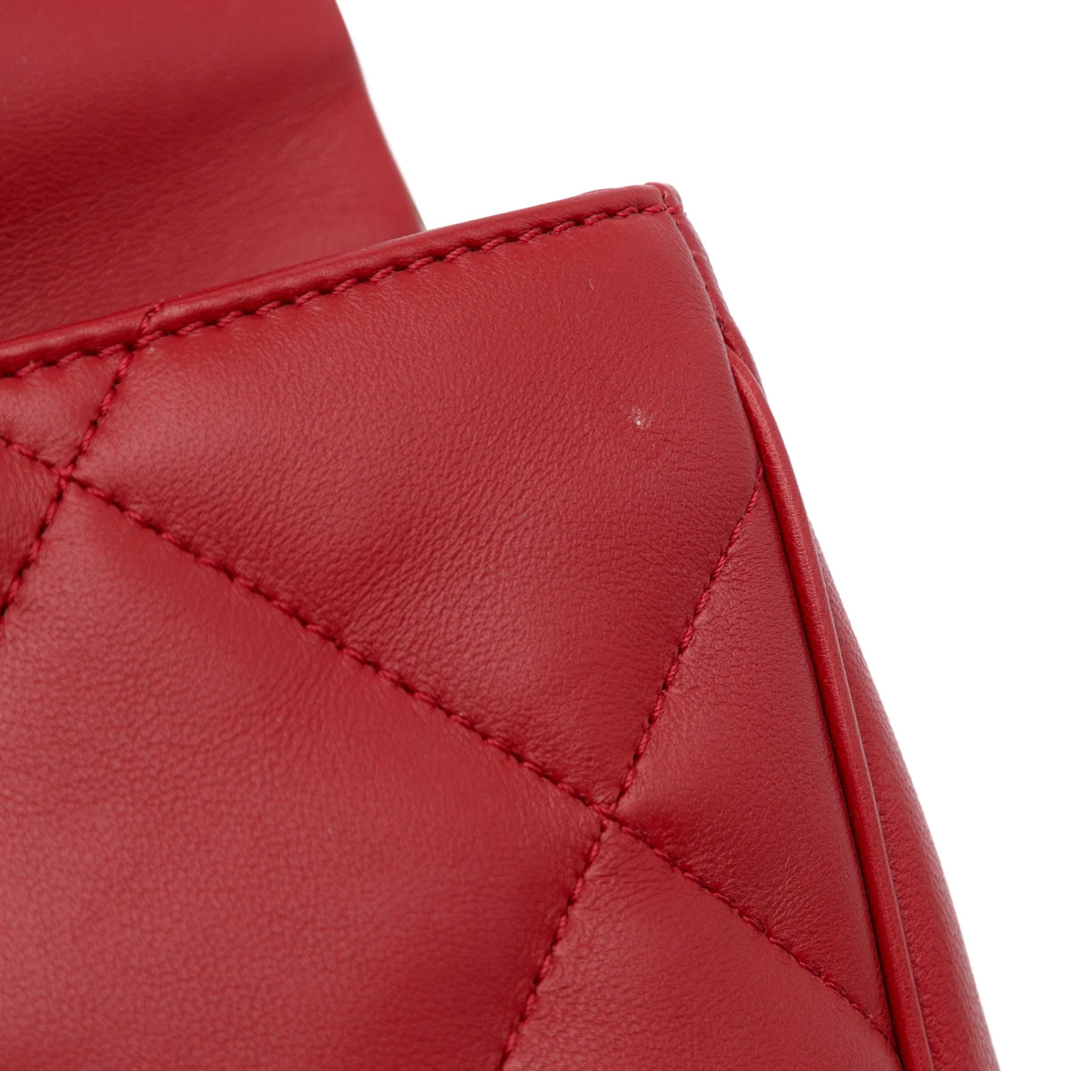Previously Owned Authenticated Chanel Small Easy Carry Flap Bag Lambskin Leather Red Satchel Unisex (Good)