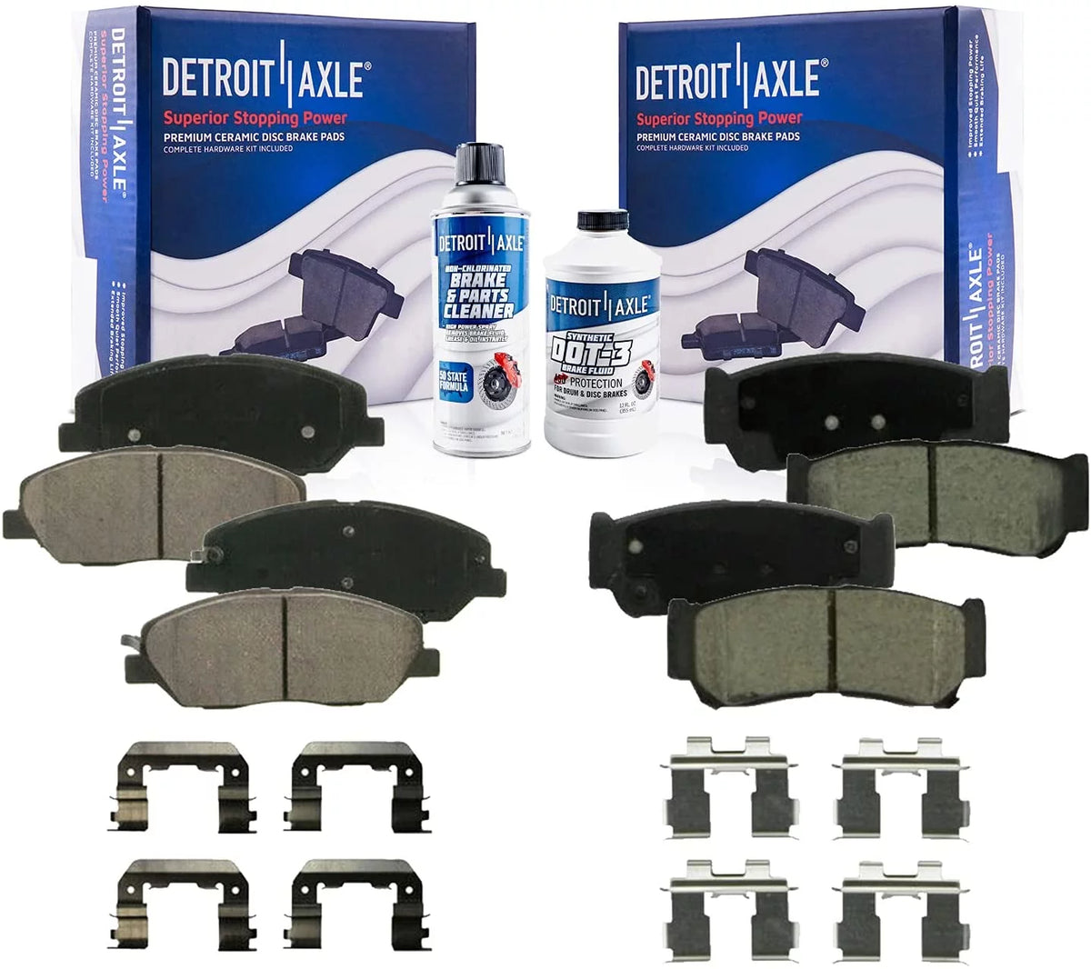 Detroit Axle - Brake Pads for 2007 2008 2009 Hyundai Santa Fe Front and Rear Ceramic Brake Pads w/Hardware Replacement Brakes