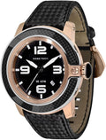 Men's Sobe Tech 50mm Black Satin Band Rose Gold Plated Case Swiss Quartz Analog Watch GR33010