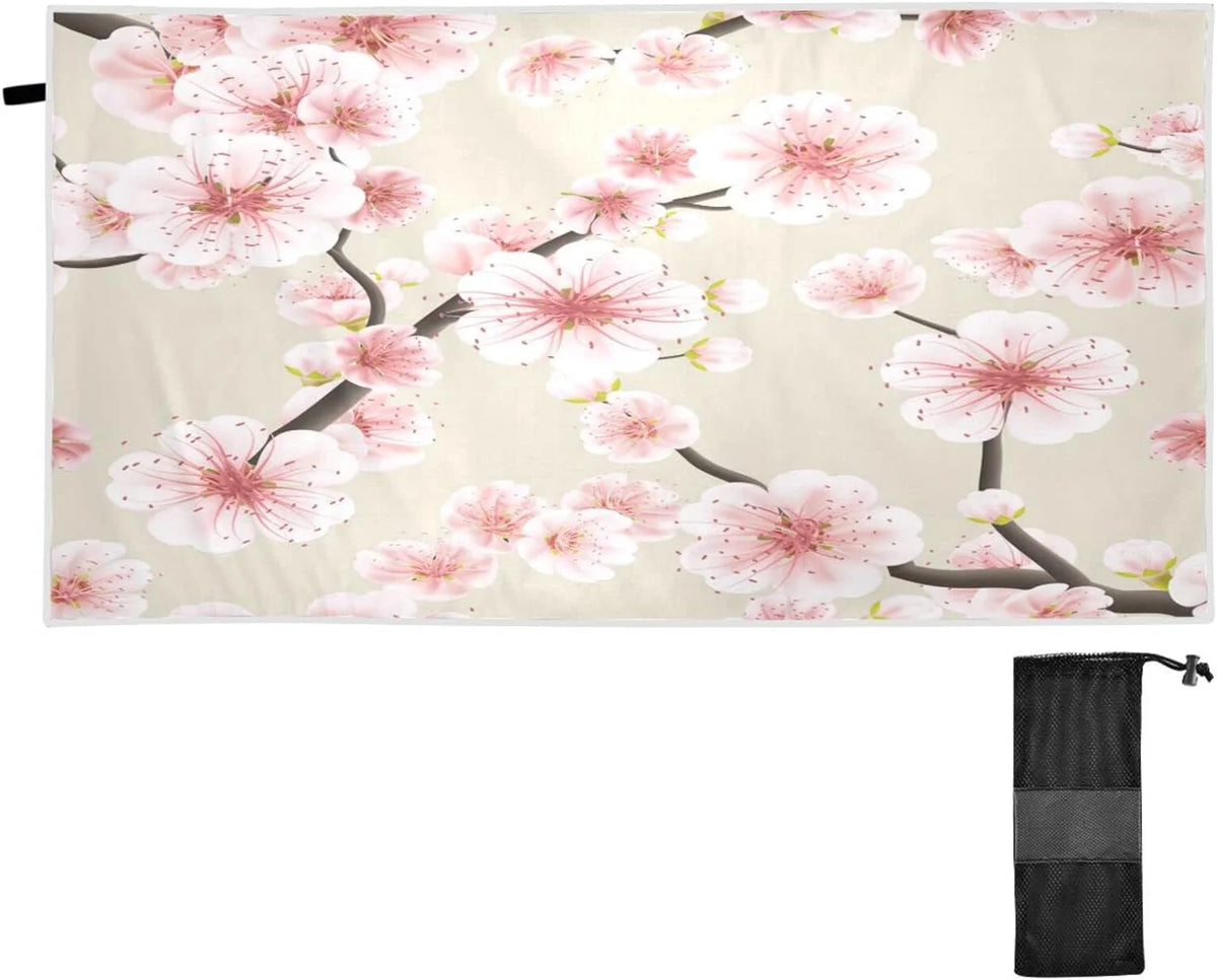 Bestwell Japanese Flowering Cherry Beach Towel - Lightweight Compact Oversized Travel Towels - Super Absorbent Quick Dry Towel for Swimming Camping Holiday（9）