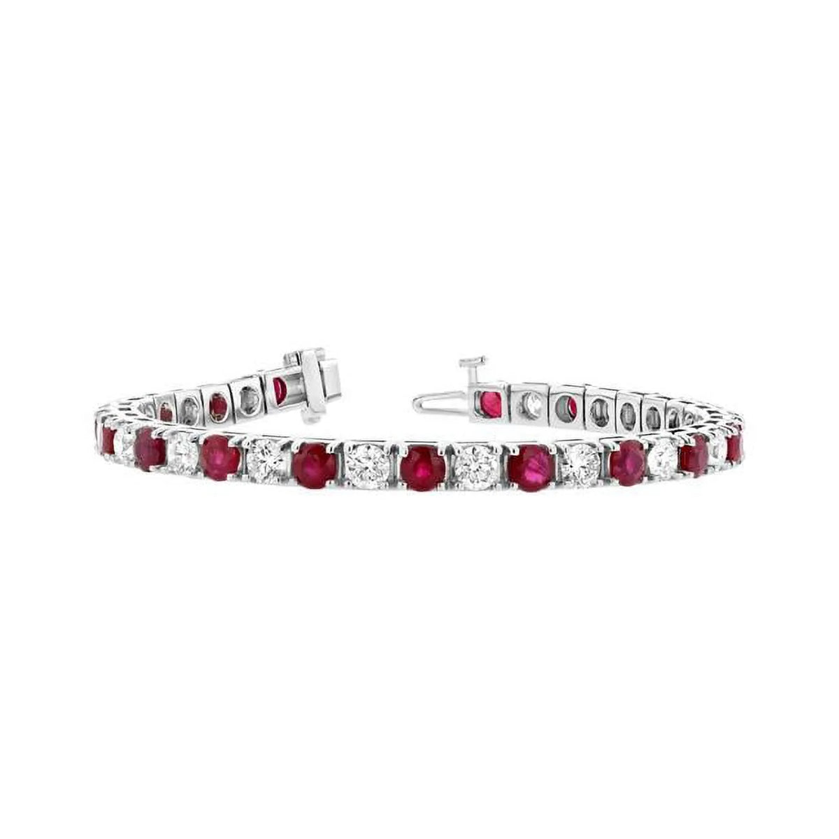 Louis Creations BB45RD-WG 6.25 CTW Diamond & Ruby Diamond Bracelet, 14K White Gold