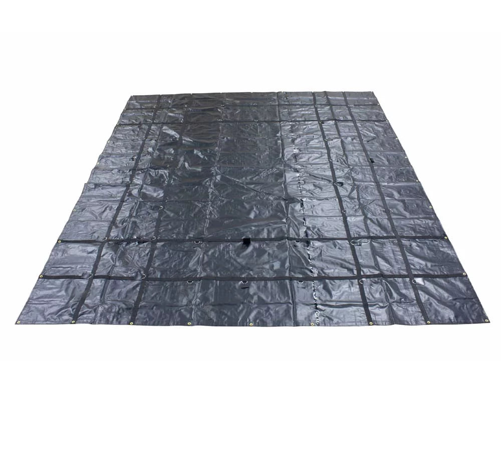 24' x 18' Black Metal Tarp for Heavy Duty Truck Cargo - 14 Oz Vinly Lightweight Flatbed Tarps with 8' Drop - Waterproof Tarp for Trailers to Protect Cargo from Wind, Rain, Snow and Sun