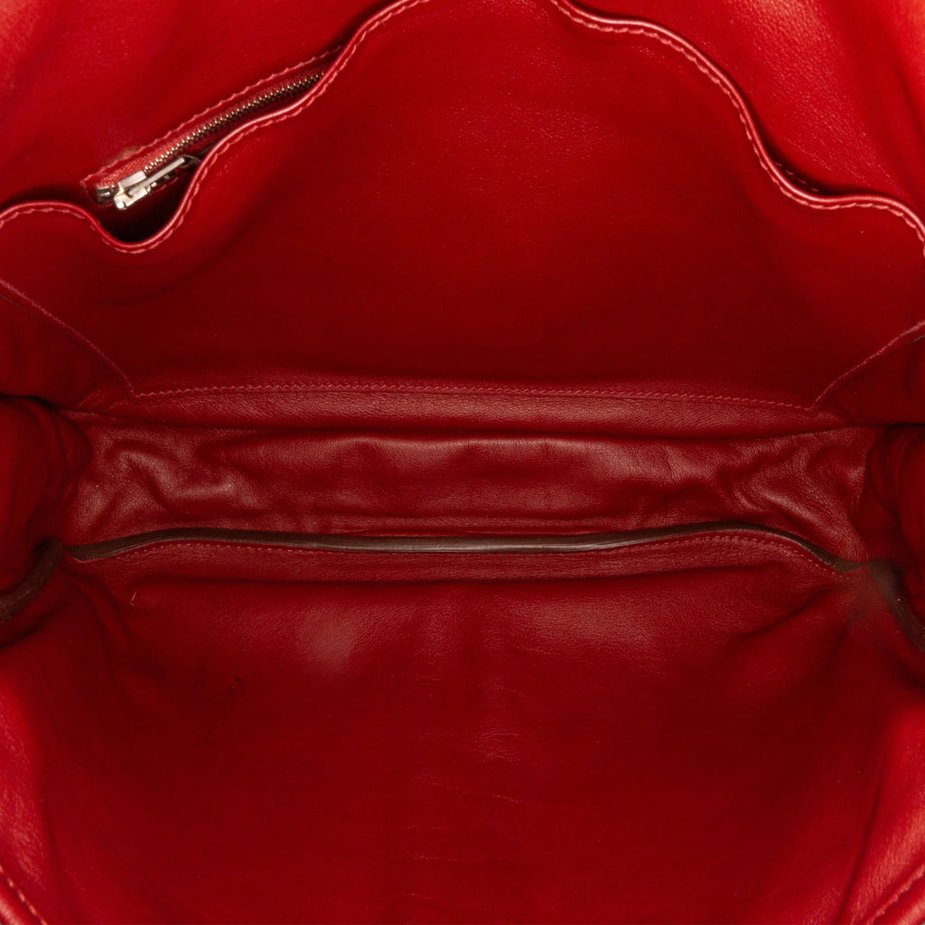 Secondhand Authenticated Hermès Sikkim Barda 30 Messenger Bag Calf Leather Red Crossbody Bag Unisex (Good)