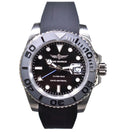 Time Warrior Men's GMT Watch, Black Dial, 316L Case, Silicone Band - Light Black Bezel, , Sapphire Glass, Swiss Quartz Movement, Men's Pro Diver Watch
